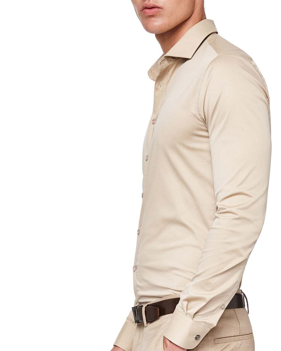 Ultra Slim Long Sleeve Twill Shirt, Stone, hi-res